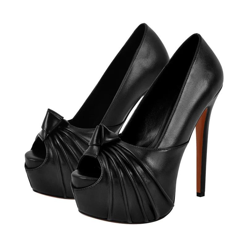 Glamorous Knot Bow Platform Pumps