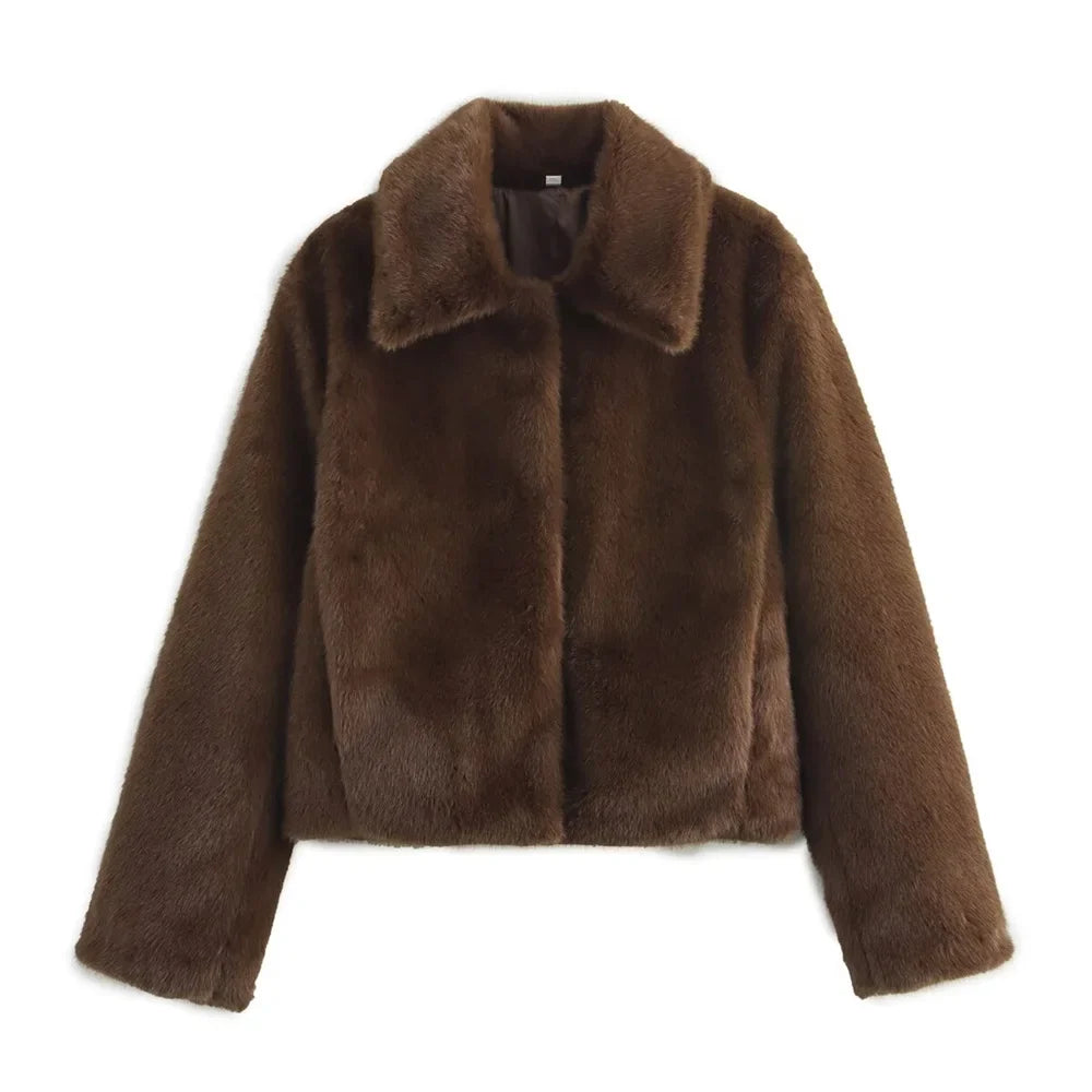Embellished Lapel Fur Jacket