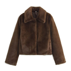 Embellished Lapel Fur Jacket