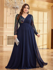 Chiffon Sequin Plus Size Women's Cocktail Party Gown