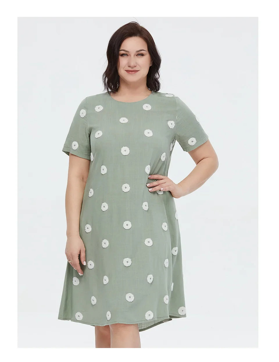 Polka Dot Embroidered Plus Size Women's Dress