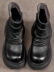 British Moccasins Wedge Ankle Boots