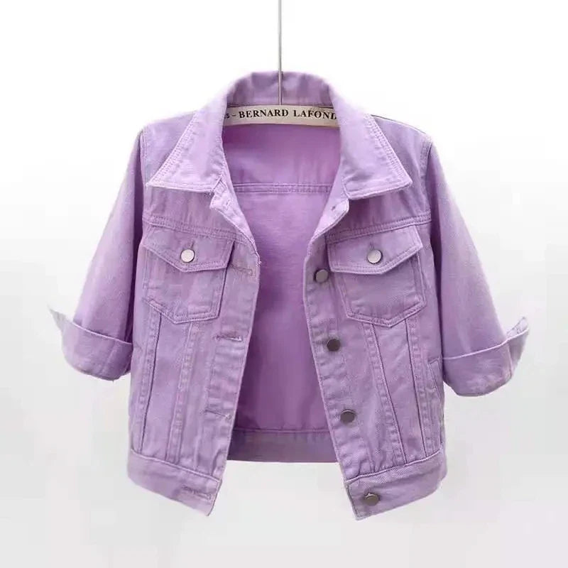 Classic Three Quarter Sleeves Jean Jacket