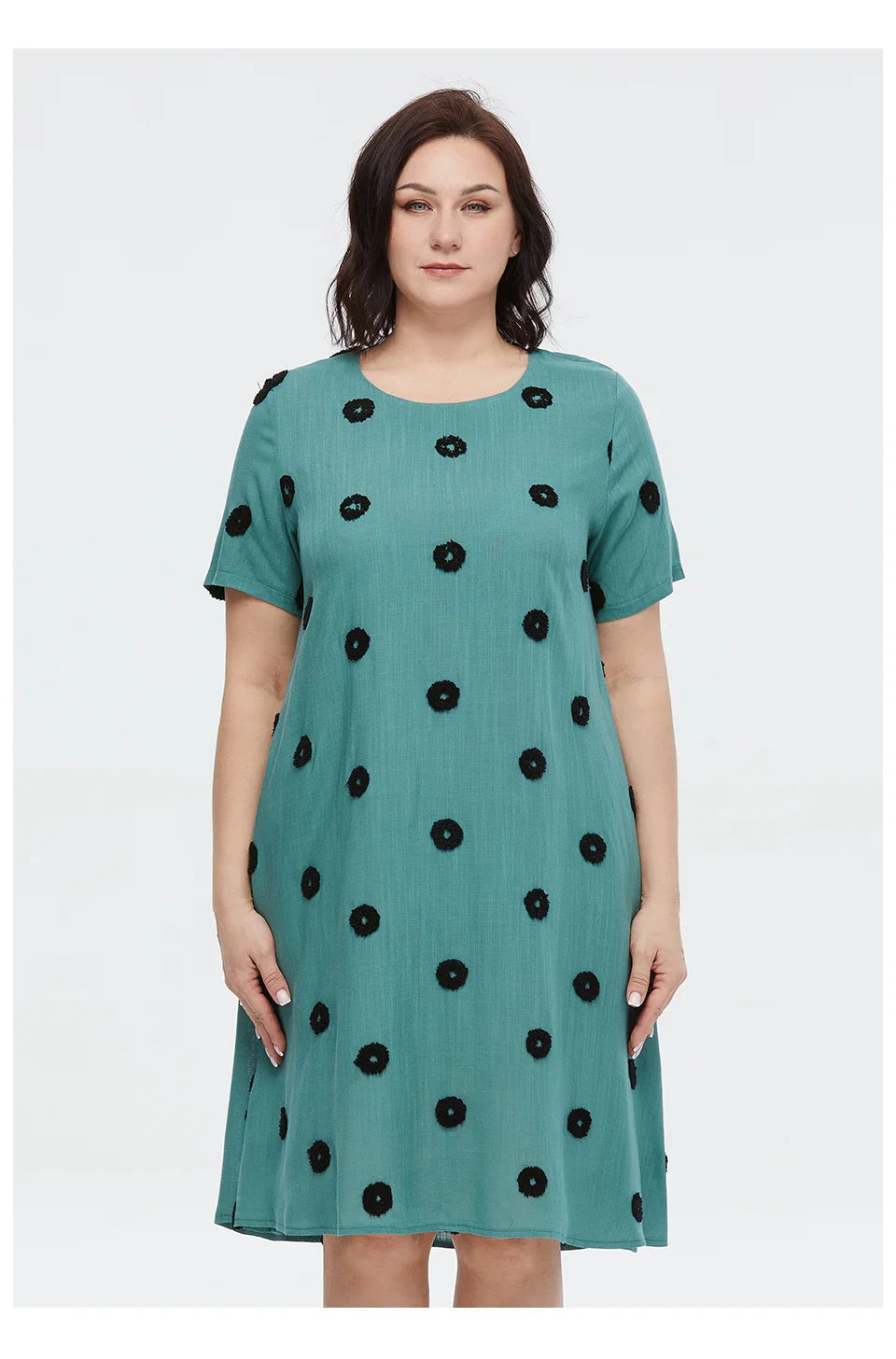 Polka Dot Embroidered Plus Size Women's Dress
