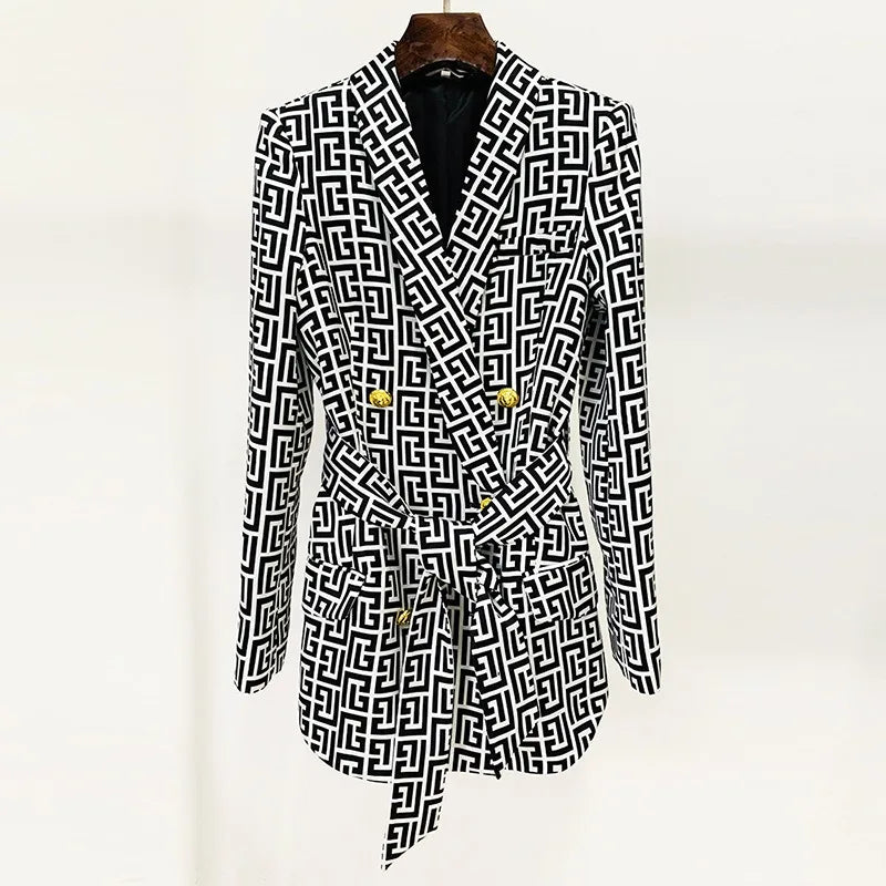 Trendy Geometrical Blazer Suit