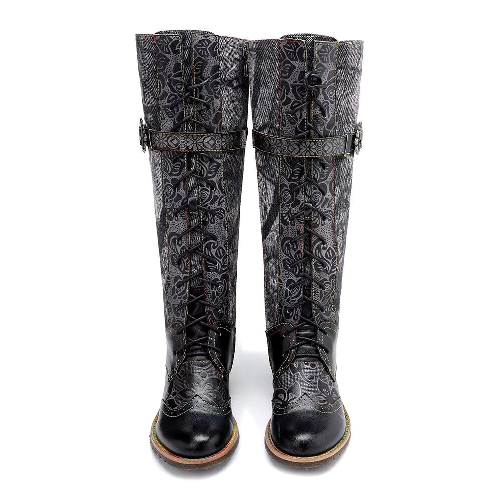 Denim Print Ankle Boots