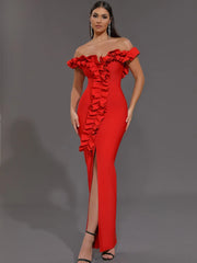 Ruffles Off-Shoulder Party Dress
