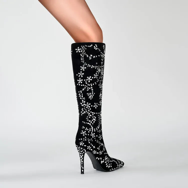 Crystal Fashion Knee High Boots