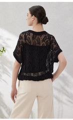 Hollow-out Linen Tops