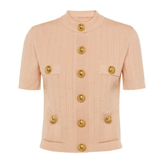 Stylish O-Neck Elastic Knit Cardigan