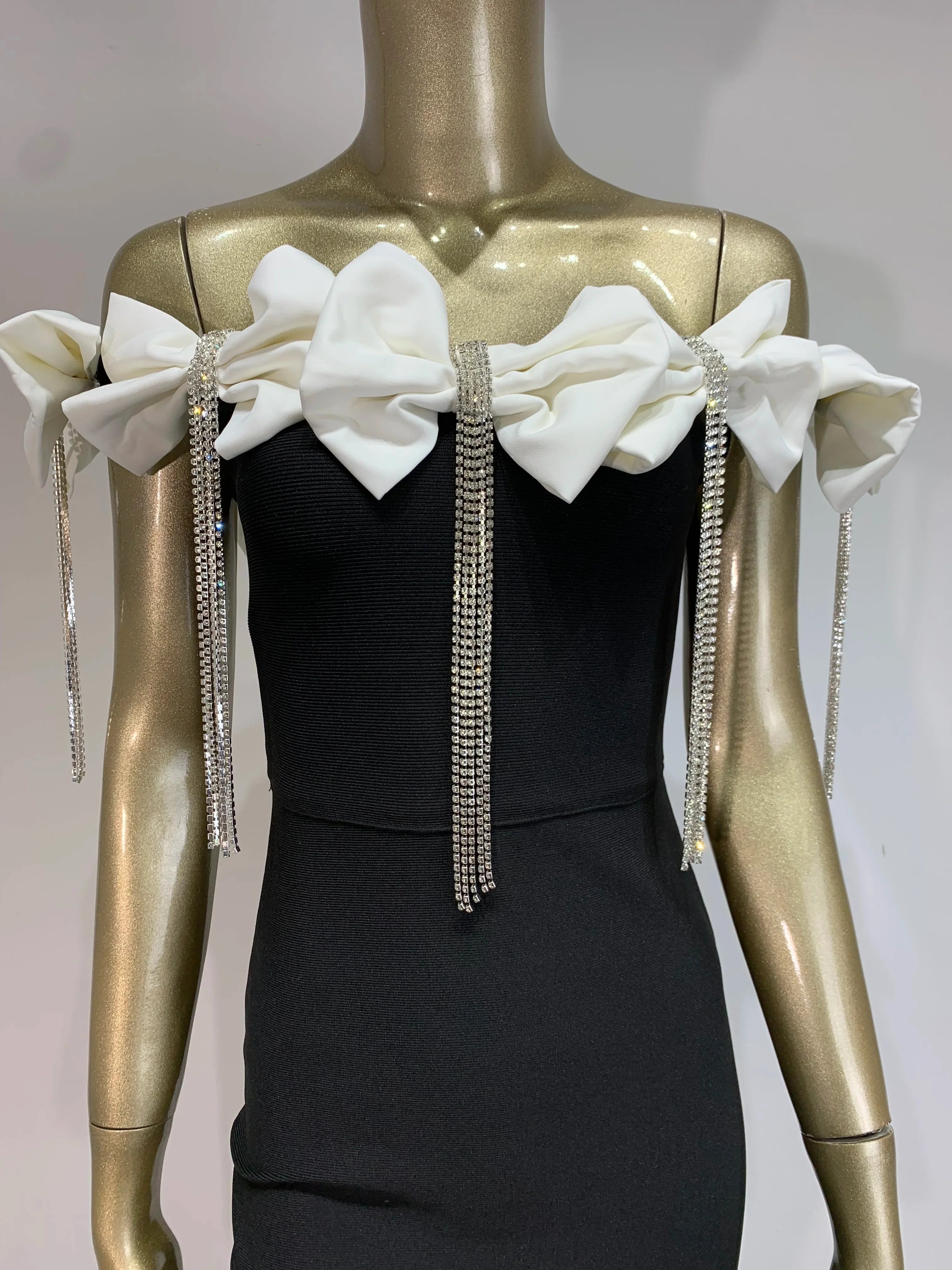 Bow Tie Diamonds Black Maxi Dress