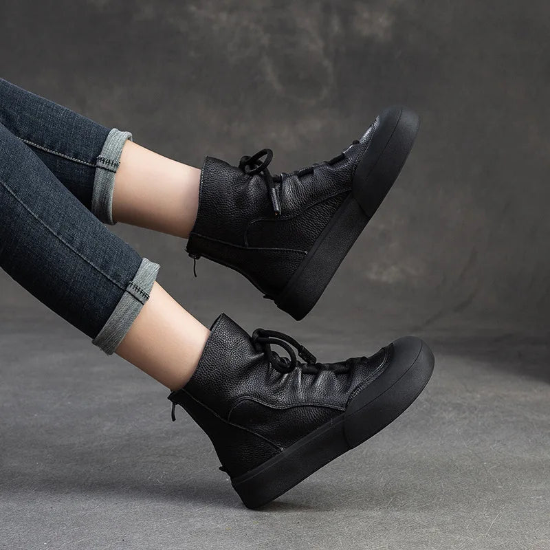 Thick Sole Motorcycle Ankle Boots