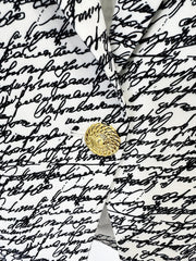 Stylish Love Letters Printed Single Button Blazer