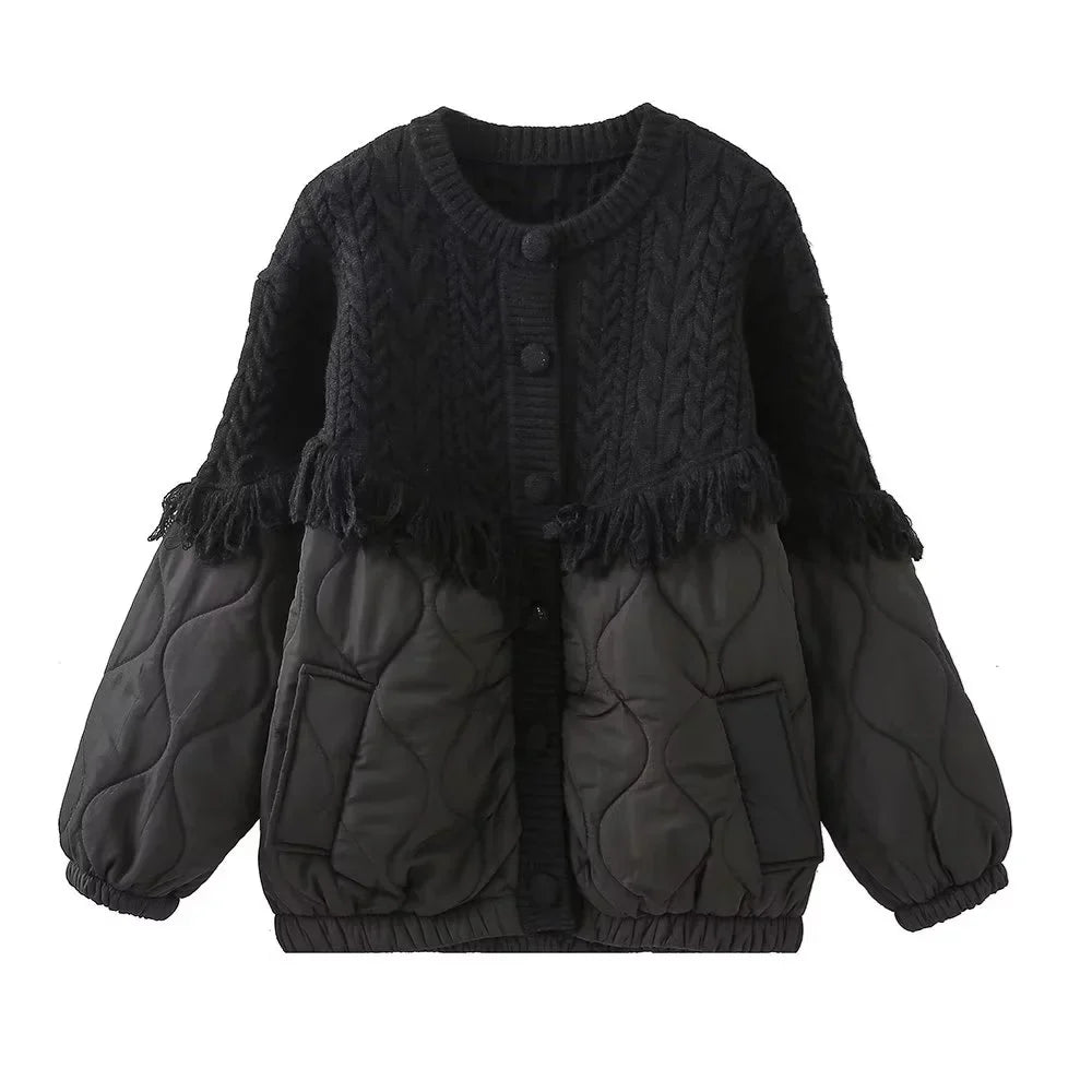 Lovely Tassel Spliced Cotton Coat