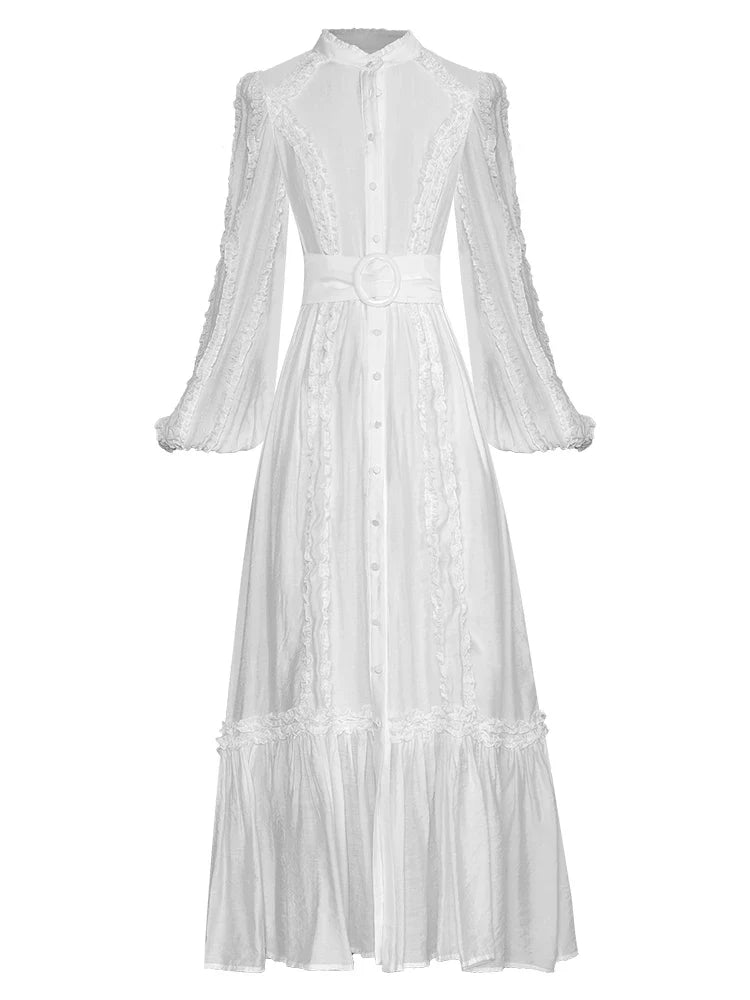 Single Breasted Ruffles Maxi Dress