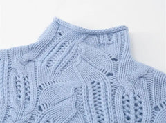 Stylish Hollow Twist Wool Sweater