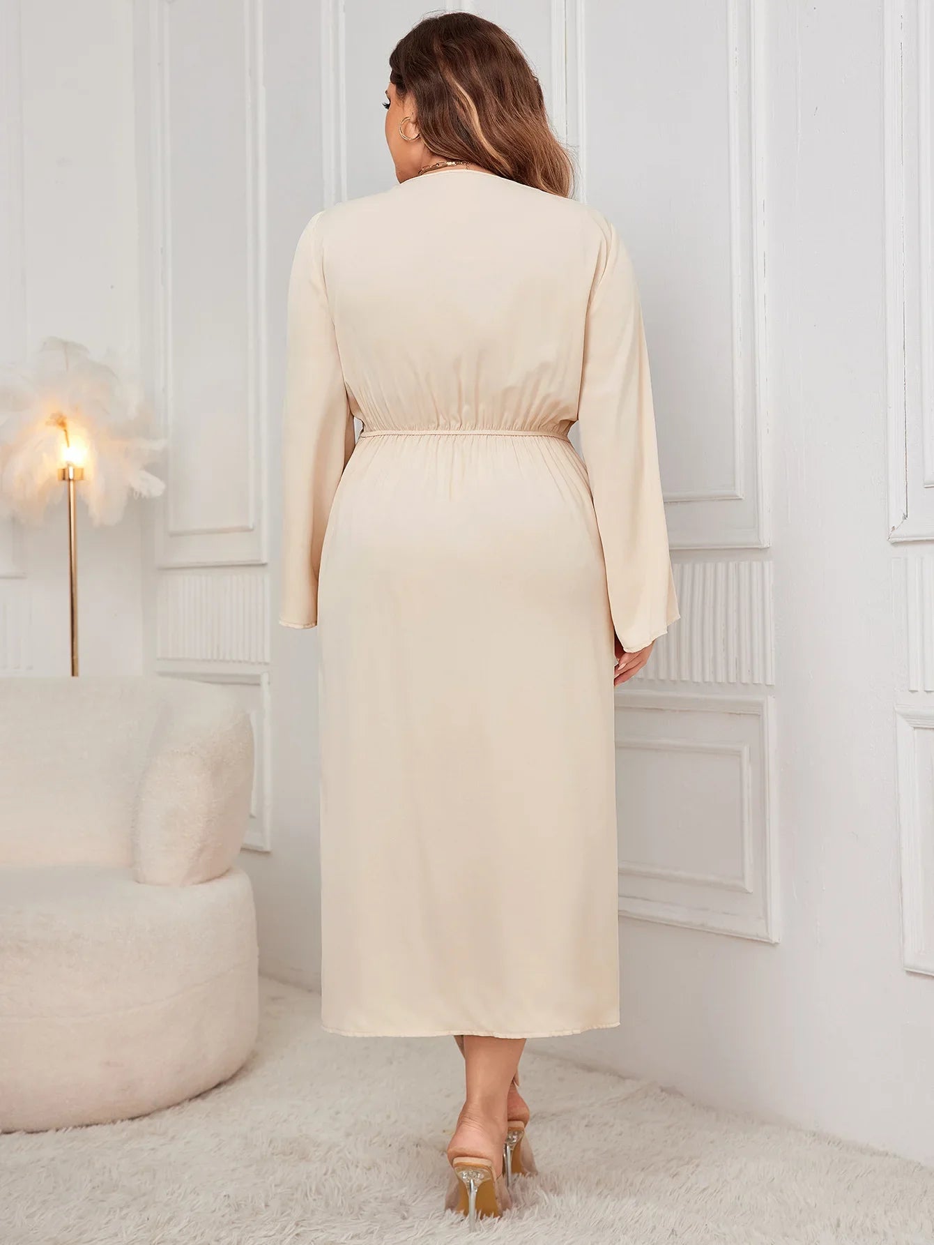 Irregular Pleated Plus Size Formal Dress
