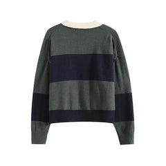 Stylish Striped Polo Sweater