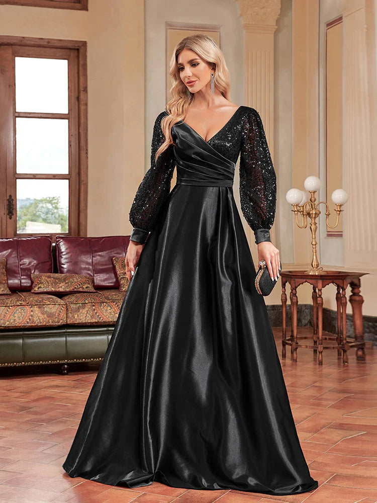 Gold Sequin Plus Size Women's Party Dress