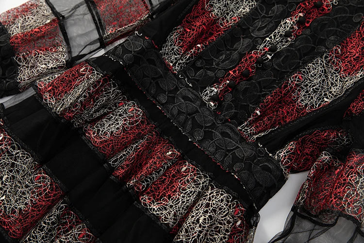 Temperament Embroidery Net Yarn Party Dress