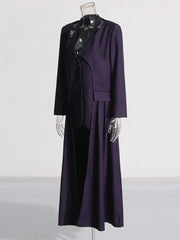 Deep Neck Spliced Folds Blazer