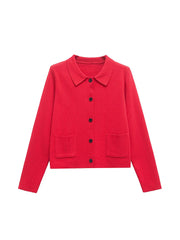 Elegant Lapel Knitted Warm Cardigan