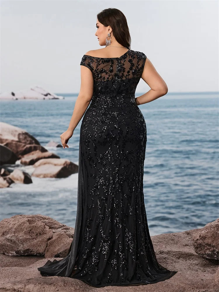 Effective Sequin Slit Cocktail Dress