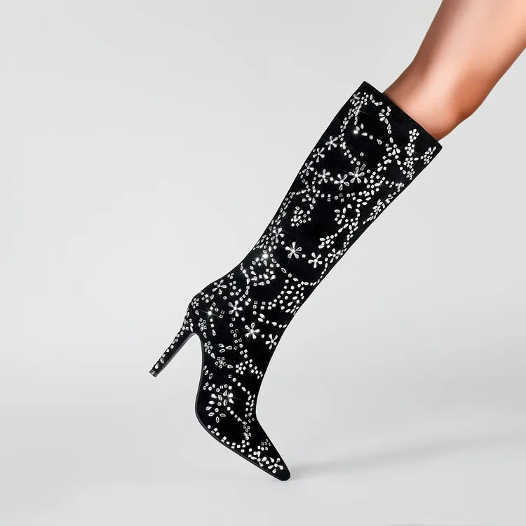 Crystal Fashion Knee High Boots