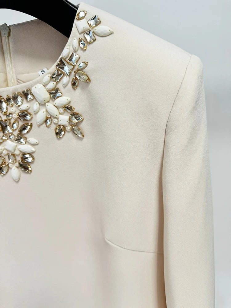 Fashion Beaded Long Sleeve Party Dress