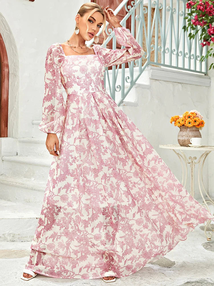 Delicate Lantern Sleeves Boho Dress