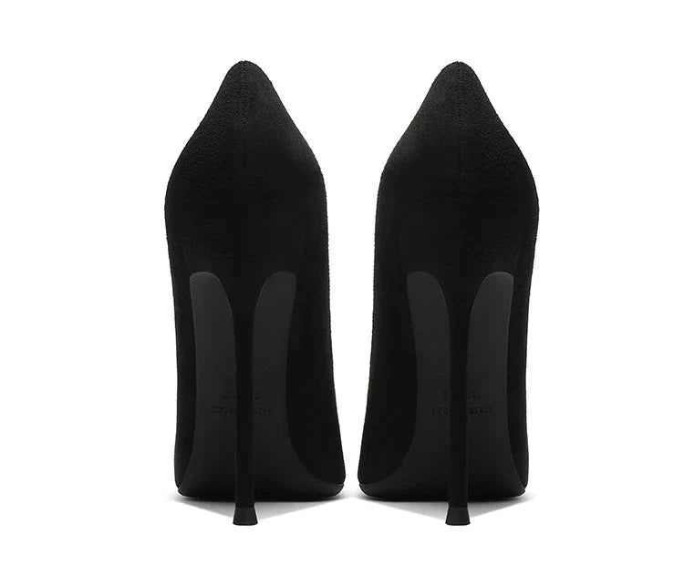 Black Suede Slim Heel Pumps
