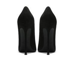 Black Suede Slim Heel Pumps