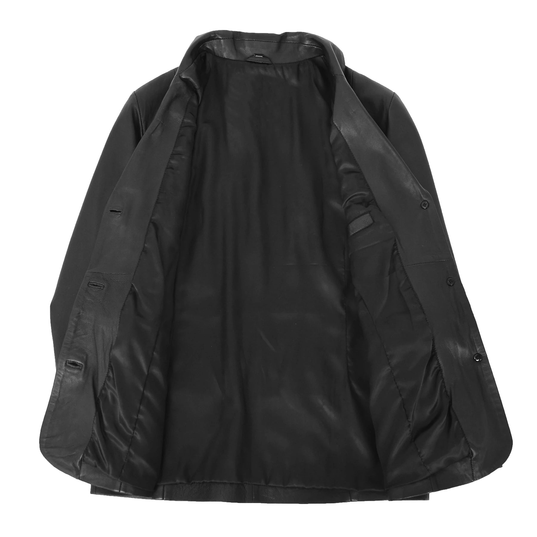 Semi Fit Soft Black Leather Button Fasten Women's Blazer