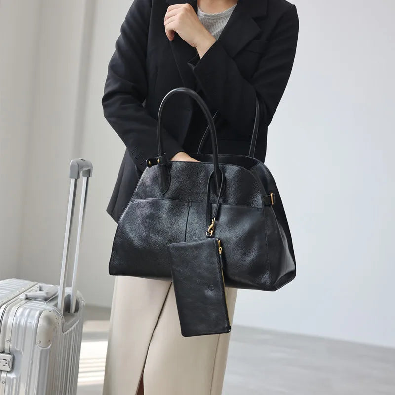 Vintage Cowhide Leather Tote Bag