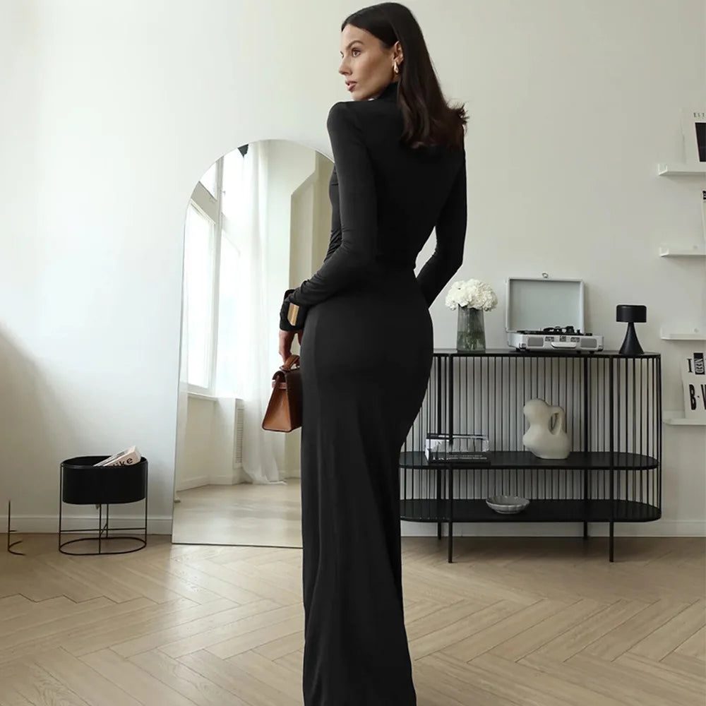 Ruched Side Split Maxi Dress