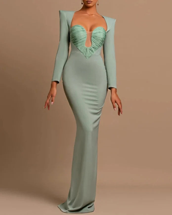 Folds Low Cut Maxi Dress