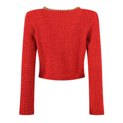 Charming Red Tweed Skirt Set