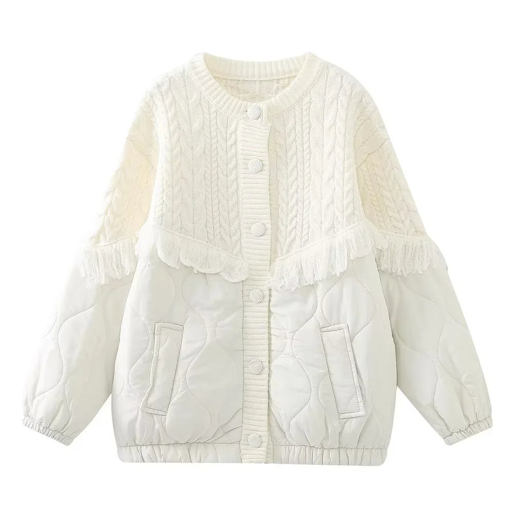 Lovely Tassel Spliced Cotton Coat
