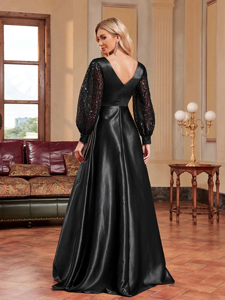 Gold Sequin Plus Size Women's Party Dress