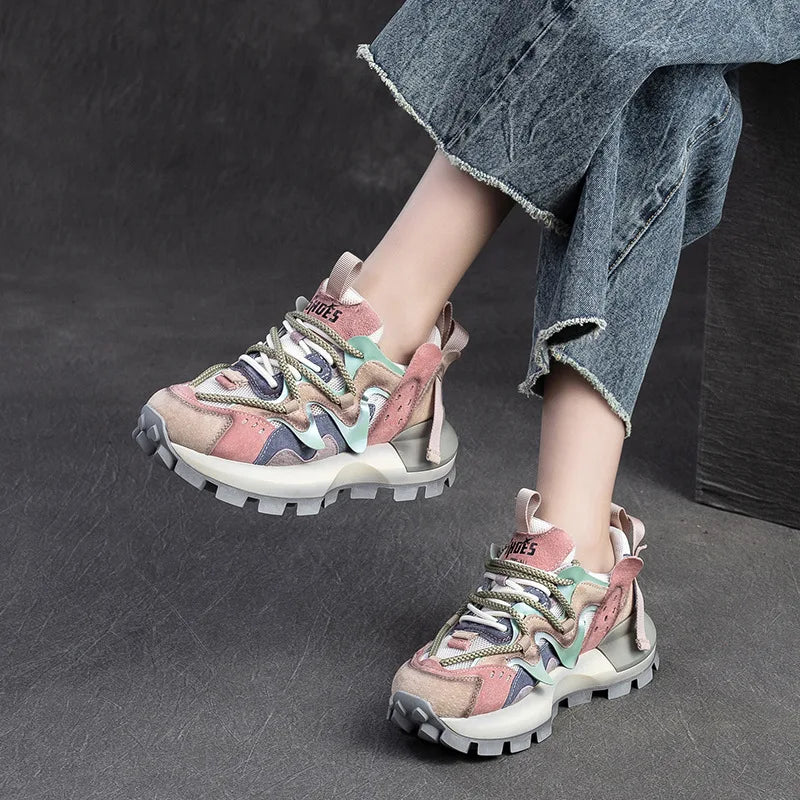 Air Mesh Genuine Leather Chunky Sneaker