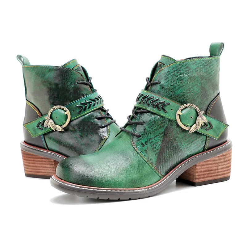 Ethnic Leather Ankle Boots