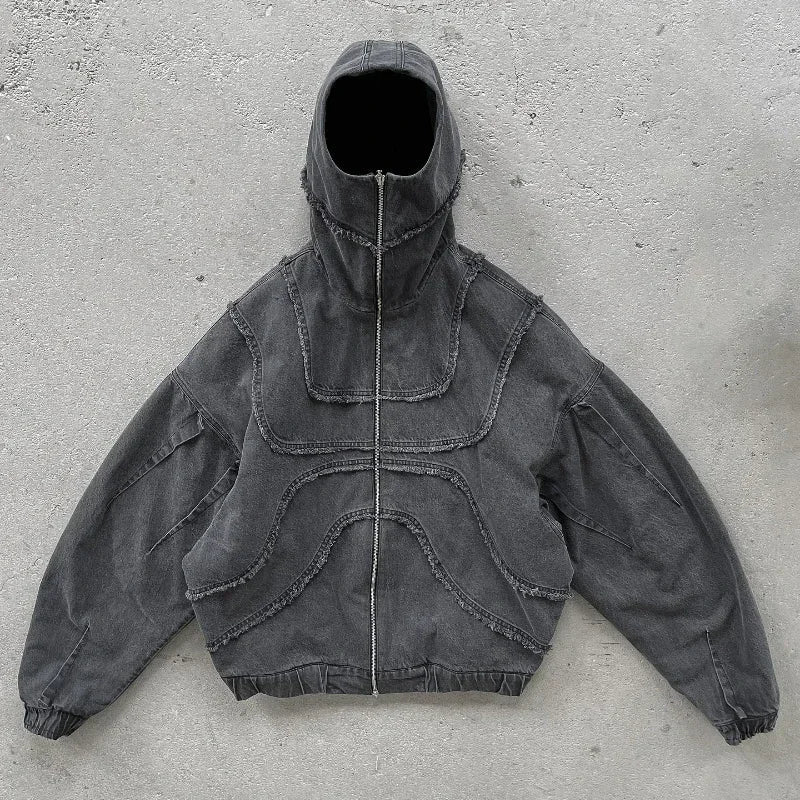 High Street Denim Splicing Hoodie