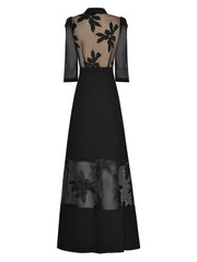 Perspective Mesh Black Long Dress