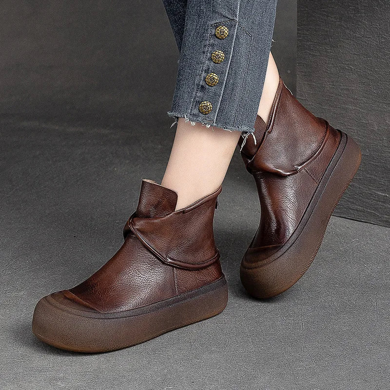 British Moccasins Wedge Ankle Boots
