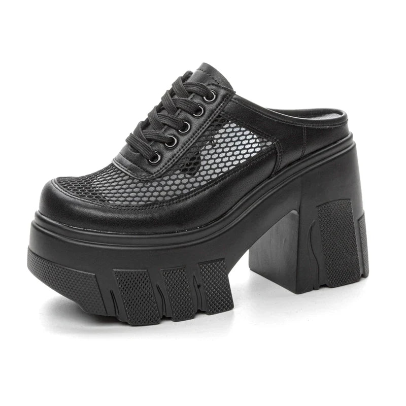Breathable Mesh Platform High Heels