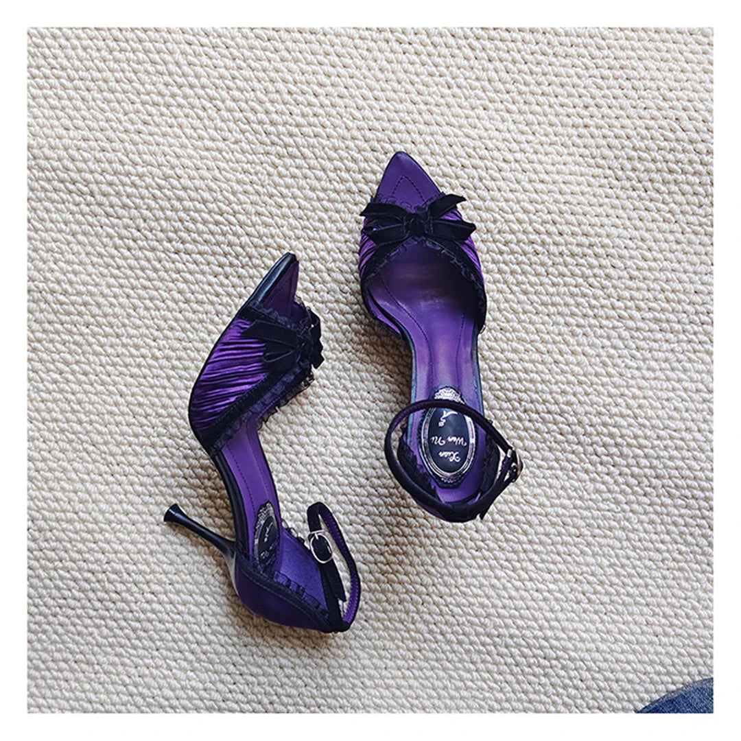 Fancy Bow Pointed Toe Heel Sandals