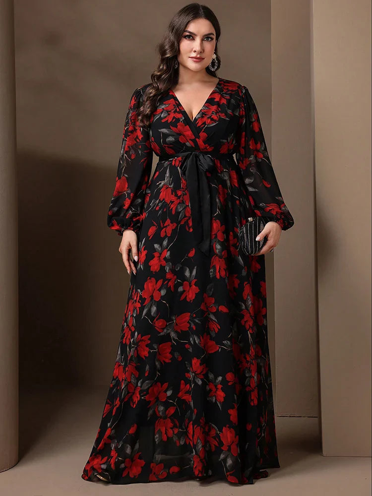 Elegant Flower Print Party Dress