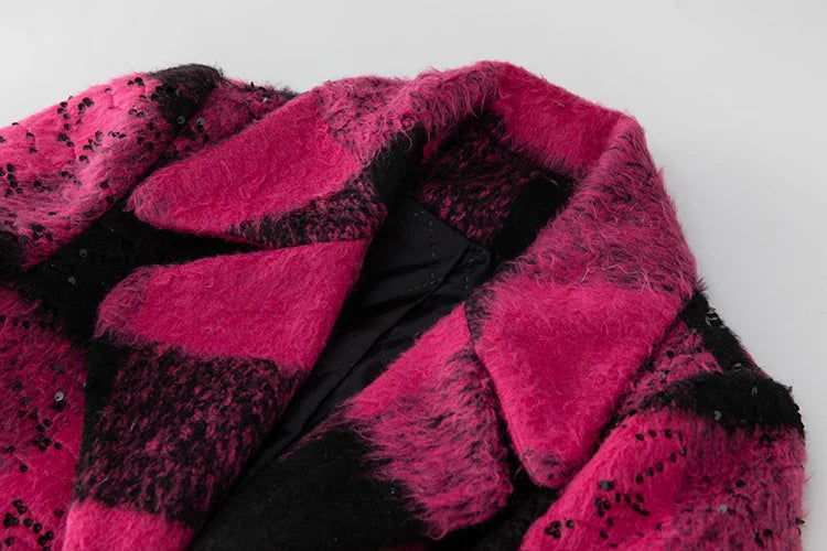 Lapel Striped Overcoat