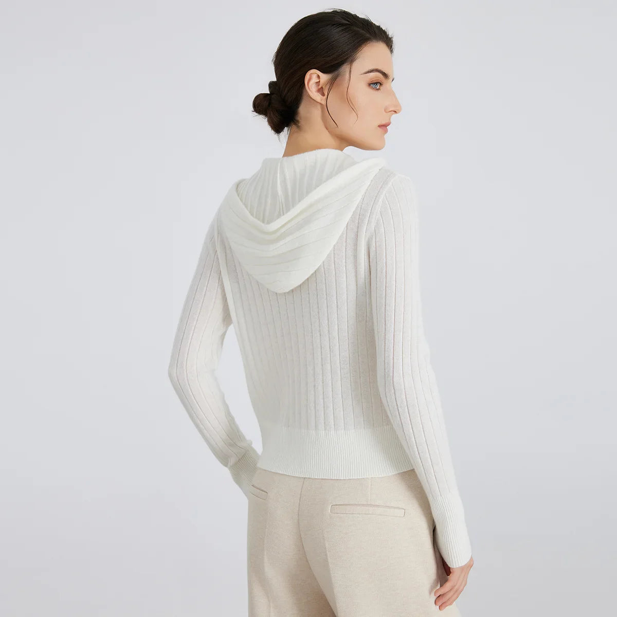 Premium Cashmere Hooded Cardigan