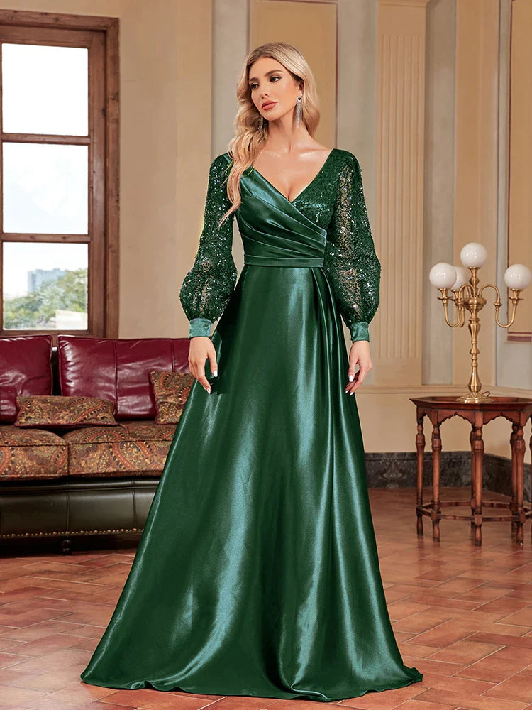 Gold Sequin Plus Size Women's Party Dress